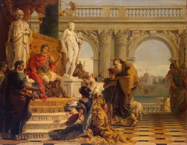 Histoire du mécénat d'entreprises en France - illustration de Giovanni Battista Tiepolo -Maecenas Presenting the Liberal Arts - 1743